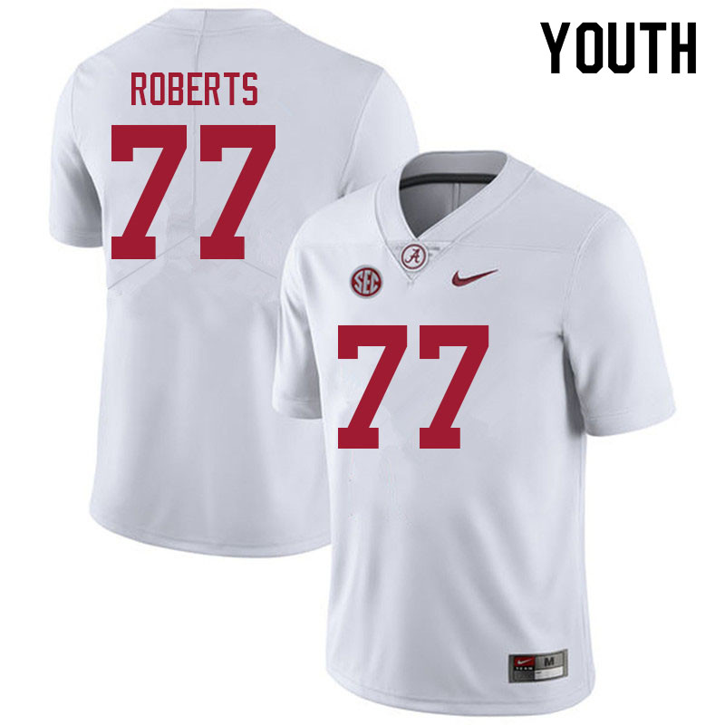 Youth #77 Jaeden Roberts Alabama Crimson Tide College Football Jerseys Sale-White
